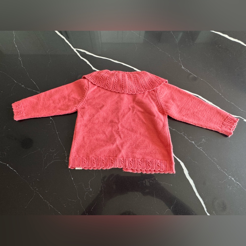 Button-Up Cardigan with Ruffled‎ Collar - Picture 7 of 7